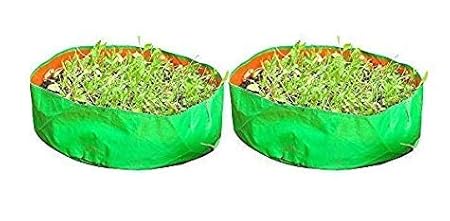 Dharneesh Terrace Gardening Leafy Vegetable 250Gsm Grow Bag, 18x9- inch (Green) - Pack of 2