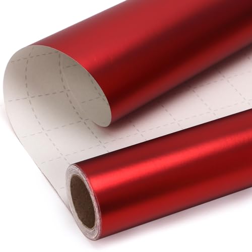 Ribbli Red Metallic Wrapping Paper Matte Red Solid Color Paper Perfect for Birthday Christmas Baby Shower Wedding Valentines Day- 17Inch x 394Inch(33Feet)