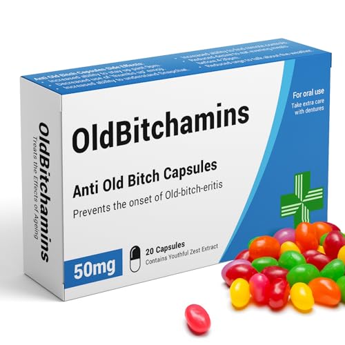 KadoBox - OldBitchamins - Funny Joke Prank Pill Box - Gag Gift with Jelly Beans Sweets 50g, Gifts for Mum, 30th, 40th, 50th, 60th Birthday Gifts, Funny Gifts for Women, Secret Santa Gifts