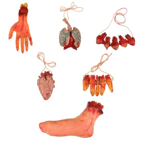 Decoracion de Halloween en jardin con 6 colgantes de vinilo y accesorios de terror duraderos