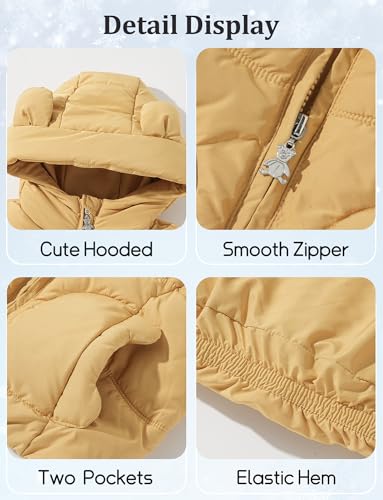 Happy Cherry Baby Girls Boys Hooded Puffer Vest Kids Candy Color Zip Sleeveless Bear Ears Vest Winter Down Warm Jacket4