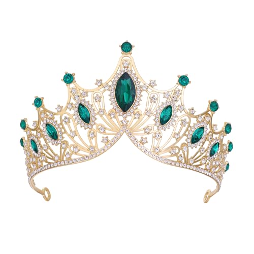 Crystal Tiaras and Crowns for Women - Wedding and Birthday Party Princess Crown Hair Accessories - Bride Rhinestone Accessories(Green)