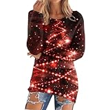 Suéter de Navidad fea mujer barata lana jacquard copo de manga larga sudaderas suéter renos suéteres elegante copo de nieve Santa túnica cuello redondo feliz reno elegante traje suéter superior, Vino