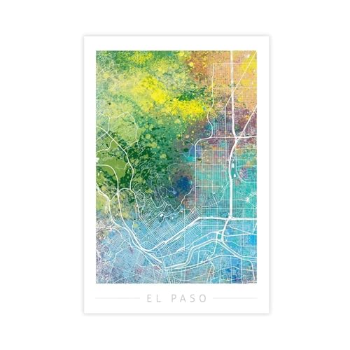 Poster su tela con mappa della città di El Paso, decorazione per camera da letto, ufficio, camera da letto, regalo, 60 x 90 cm