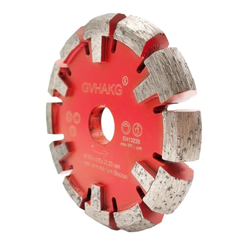 GVHAKG Tuck Point Diamant Fräser,V-Segment extrem scharf für sehr harten Estrich,sehr harte Betonböden und Entfernung,Segmentbreite 17mm, Segmenthöhe 12mm,Premium-Qualität (120x17x12x22,23mm)