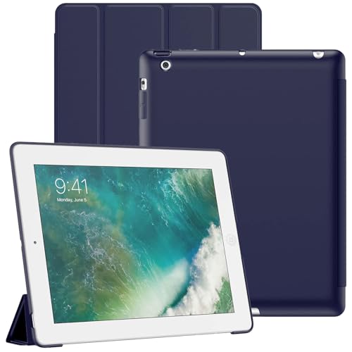 ipad 2 3 4 ケース(旧型) Mocamoro 軽量 自動スリープ対応 スタンド機能 シリコン スマートカバー 半透明 背面カバー 適用機種： ipad 2/iPad 3 /iPad 4 （ネイビー）