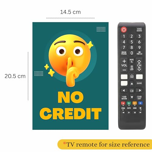 Image of No Credit Sign Board Sticker 20.5 x 14.5 CM | Peel & Stick or Screw Fix | Pack of 2 Shop Notice Signs for Stores, Retail Shops, Offices & Business Counters (No Credit, Medium -20.5 x 14.5 CM)