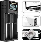 21750 21700 Chargeur de batterie,LCD Intelligent 18650 Chargeur de batterie 21750 21700 Chargeur pour 18650 20700 22700 26650 26700 16340 (RCR123) 17500 17650 17670 Batterie rechargeable avec PCB Conseil de protection