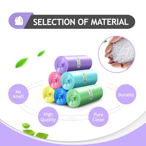Image of 8 Gallon 80 Counts Colorful Clear Medium Trash Bags,Fit 7,8,9,10 Gal Garbage Bags by Teivio, 30 Liter Thick Bathroom Can Bin Liners,Plastic Bags for Home Office Kitchen, Multicolor