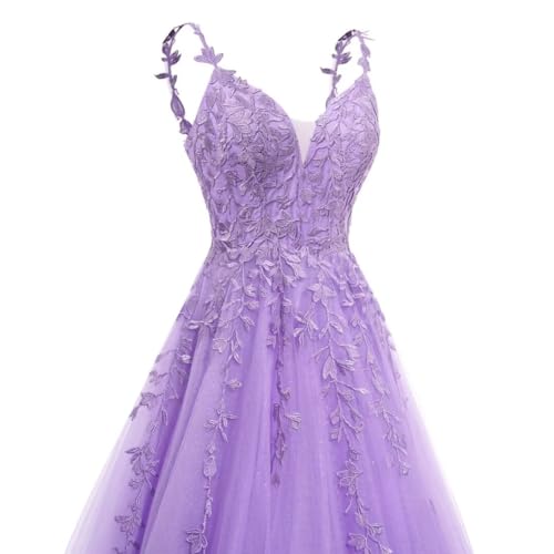 YMSHA V Neck Tulle Prom Dresses 2025 Long Sparkly Lace Formal Party Dress YMS23 - Image 6