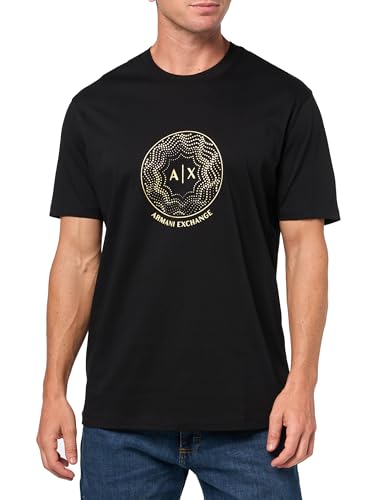 Armani Exchange Men's A|x Black and Gold Circle Logo T-Shirt