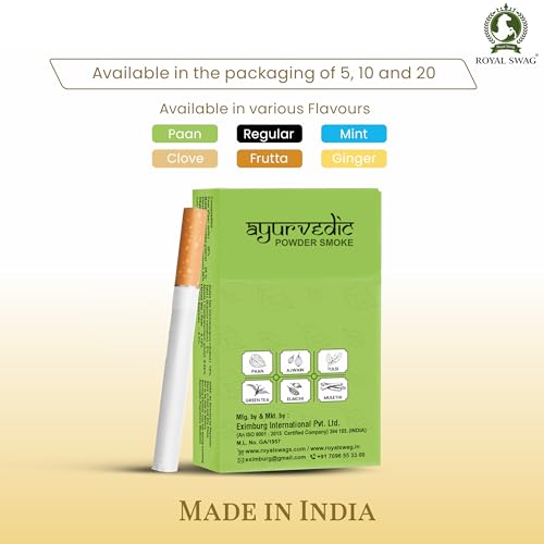 ROYAL SWAG Ayurvedic & Herbal Cigarettes 100% Tobacco-free and Nicotine-free PAAN Flavour(10 Sticks) | Made with 100% Natural Ingredients - Made in India