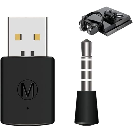 Nikou Adattatore PS4 Bluetooth - Mini adattatore USB 4.0 Headsets Bluetooth Mini microfono senza fili Adattatore USB Dongle Bluetooth per cuffie wireless PS4
