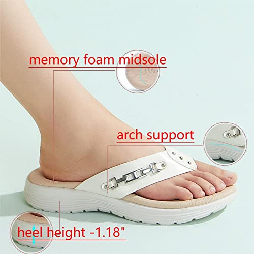 LRECHEU Wedge Flip Flops Sandals for Women, Lightweight Casual Thong Sandals Like Walking On Clouds4