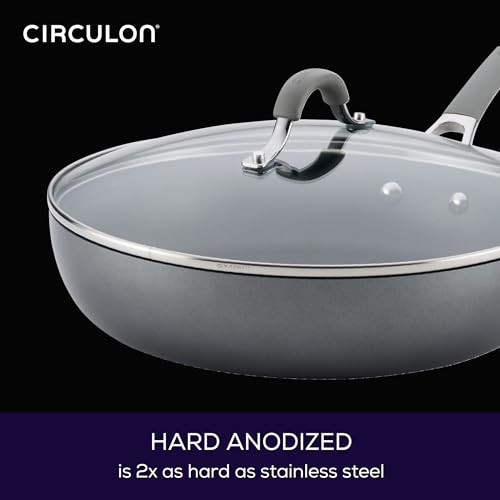 Circulon-Elementum-Hard-Anodized-Nonstick-Deep-Frying-PanSkillet-with-Lid-12-Inch-Oyster-Gray