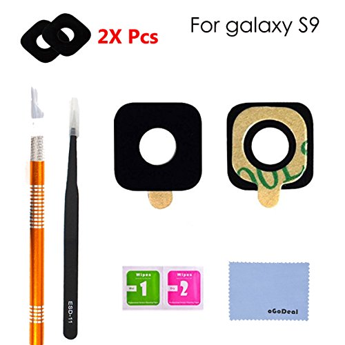 oGoDeal 2 Pack Back Rear Camera Glass Lens Cover Replacement for Samsung Galaxy S9 With Tool Kit and Adhesive