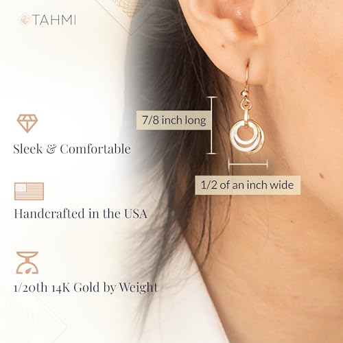 Classic 14K Yellow Gold-filled Short Flat Circle Lever-Back Dangle Earrings Cute Daily Jewelry Gift Idea for Her Designer Geometric Drop-Down Earrings for Modern Women2