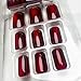 Square Press on Nails Wine Red Cat Eye Fake Nails Medium Acrylic Nails Glossy Shiny Jelly False Nails Solid Red Full Cover Glue on Nail for Women Girls Manicure & Nail Art 24Pcs