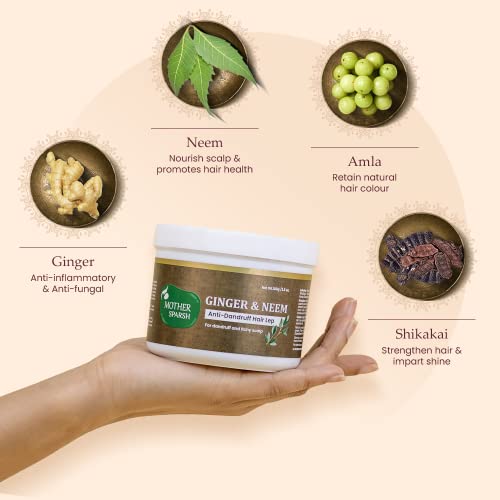 Image of Mother Sparsh Ginger & Neem Anti Dandruff Hair Lep | Helps Control Dandruff & Itchy Scalp | Hair Mask Powder for Men & Women |100 gm
