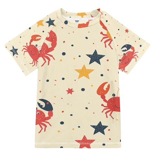 Crab Cute Girl Bathing Suit Sun Protection Baseball Shirts Swimwear Beach Tops 3T