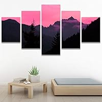 SIGNWIN 5 Panel Canvas Wall Art Modern Art Coastal Colorful Multicolor Photography Romantics Sunset for Home Decorations Ready to Hang - 60