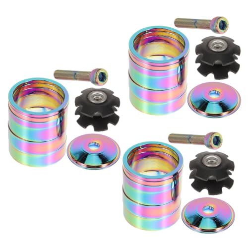 Abaodam 3 Sets Road Bike Headset Gaskets Aluminum Alloy Washer Spacers Replaceable Stem Spacer Lightweight