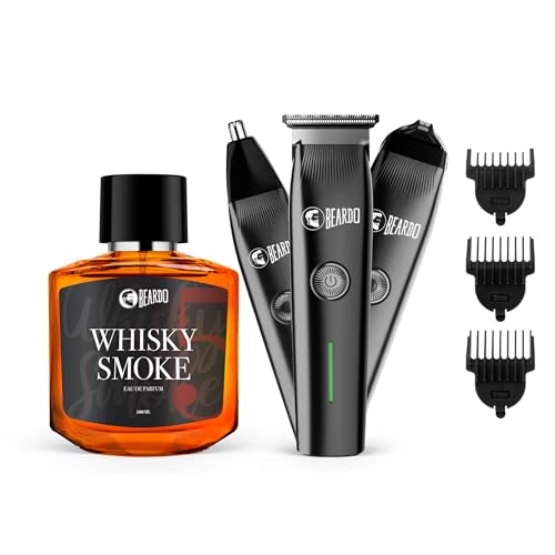 Beardo Ape-X Prime 3-in-1 Trimmer + Whisky Smoke Mens Perfume | Beard, Nose, Precision Trimmer with Type-C Charging + Long-Lasting Oudh Scent | Gift for Men, Husband, Boyfriend