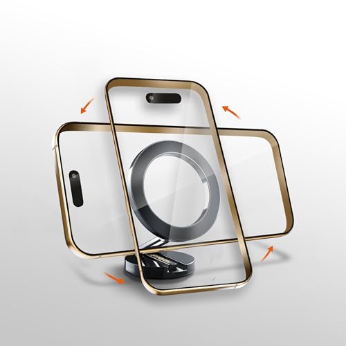 PORTENTUM Soporte Movil Coche para Magsafe Plegable – con Potente Iman (20x N52) y Rotación 360° – para Salpicadero Oficina u Otras Superficies - Gris Oscuro - imagen 5