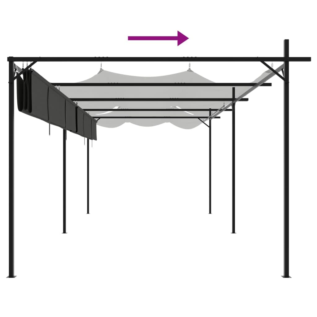 Pergola & Pavillon moderne - Toit coulissant en acier et aluminium - Anthracite - Pour jardin, camping, événement (589 x 292 x 230 cm)