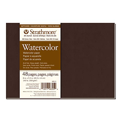 Image of Strathmore 483-5 Softcover Watercolor Art Journal, 48 Count (Pack of 1), White, 24 Sheets