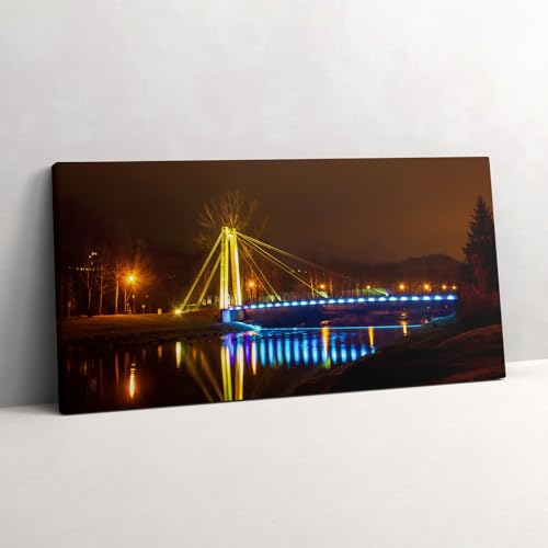 Pont sur la Vistule à Ustroń tableau déco 140x70 grand format peinture murale