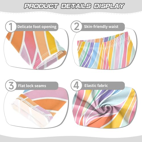 Rainbow Abstract Stripes Girls Casual Leggings for Kids Printed Long Pant Bottoms Stretch and Soft3