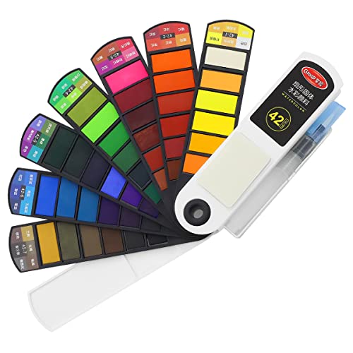 Image of Supvox 42 Colors Foldable Solid Watercolor Paint Set with Water Brush Pen