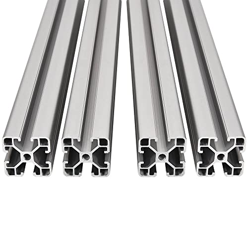 IXGNIJ 4PCS T Slot 4040 Aluminum Extrusion Profile 15.74'',European Standard Linear Rail for 3D Printer Parts and CNC DIY 400mm Silver(15.74inch)