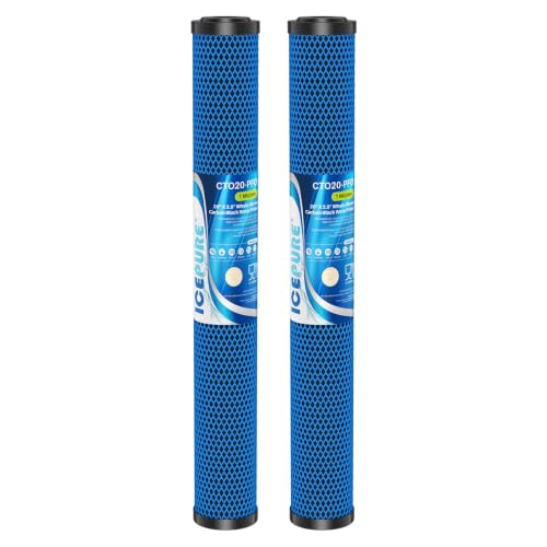 Image of ICEPURE 1 Micron 20 inch x 2.5 inch Whole House PFOA /PFOS Activated Carbon Water Filter Cartridge Replacement for C1-20, EP-20, HX-CB-25-2010, F3WCB32, CTO20, Pack of 2