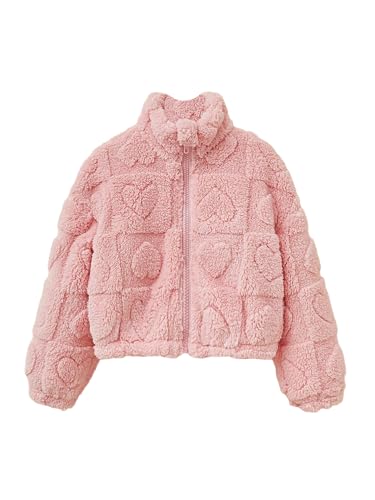 Verdusa Toddle Girls Sherpa Jacket Zip Up Fuzzy Fleece Jacket Warm Teddy Coat Outerwear