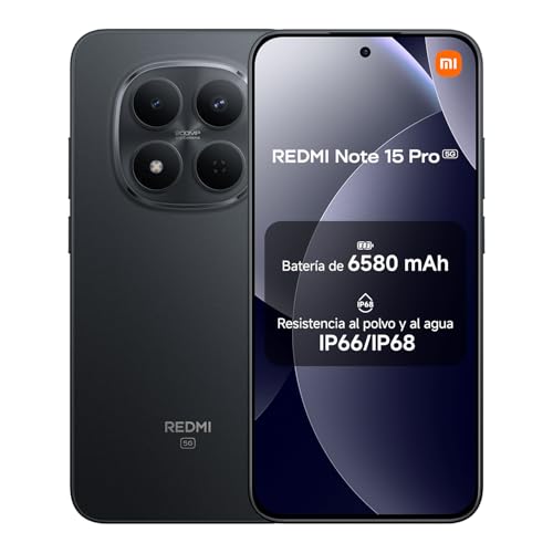 XIAOMI REDMI Note 15 Pro 5G - Smartphone de 8+512GB, Pantalla de 6,83' 1.5K AMOLED, MediaTek Dimensity 7400-Ultra, cámara de 200MP, batería de 6580 mAh, Cargador no Incluido, Negro (Versión ES)