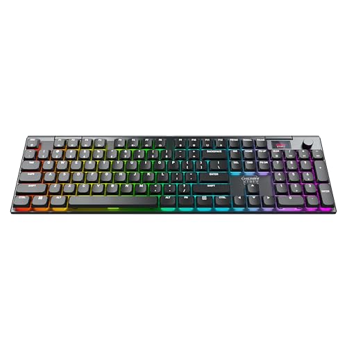 Image of MX 10.1 Wireless, Cordless Low-Profile Gaming Keyboard | Multi Device with Rotary Knob Display MX LP 2.0 Red Switches, Black
