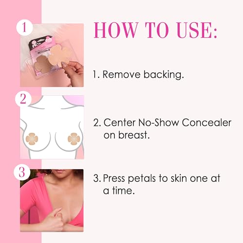 Hollywood Fashion Secrets Gentle No-Show Concealers, Dark, Reusable, Soft Petal Pasties