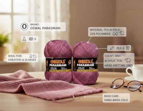 Image of M.G Enterprise Parasmani SalmonKnitting Yarn 200 Premium Wool Yarn for Crochet & DIY Craft