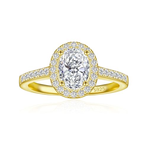 JALOKIVI 3CT 925 Sterling Silver Engagement Rings for Women Oval Cut
