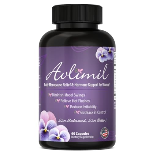 Avlimil® Hormone Balance & Menopause Support | Mood Swings, Hot Flashes, Night Sweats and Irritability - Isoflavones, Black Cohosh, Raspberry, Valerian, Sage, Red Clover, Lemon Balm - 1-Month