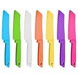 Gurfzcyuoo Plastic Kid Kitchen Knife Set, 7/10 Pcs Safety Knives for Children Kitchen Knife Set, Reusable Nylon Chef Knife Colorful Serrated Knife for Baking Fruit Bread Cake Lettuce Salad (7PCS)