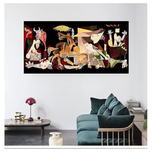 IHHGNB Reproducciones de pinturas en lienzo del famoso Guernica de Picasso, carteles e impresiones de arte de pared, imágenes decorativas para sala de estar, 50 x 100 cm (20 x 39 pulgadas), sin marco