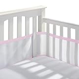 BreathableBaby Breathable Mesh Crib Liner – Classic Collection – White with Rose Seersucker – Fits F