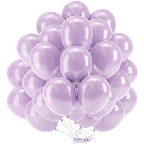 Image of PartyWoo 50pcs Pearl Light Purple Balloons, 12inch, Latex, for Balloon Garland, Birthday, Wedding Decorations | 12 Inch Balloons for Bachelorette Fairy Girl Birthday Princess Butterfly Theme Fairy Baby Shower Party Decorations Purple-Z32
