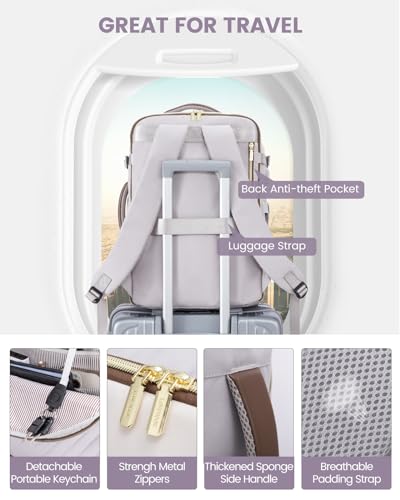 LOVEVOOK Travel Backpack for Women,50L Carry On Backpack for Airplanes,18 Inch Laptop Personal Item Travel Bag,TSA Approved Carry On Luggage,Waterproof Weekender Business Hiking Bag - image 7