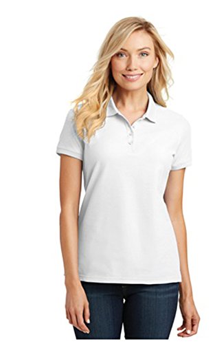Port Authority Ladies Core Classic Pique Short Sleeved Golf Polo, Medium, White
