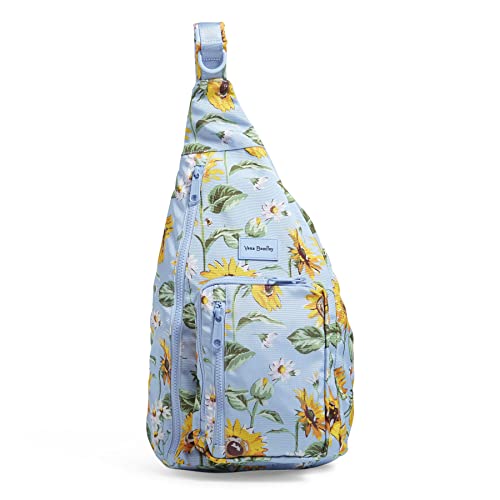 Vera Bradley Women's Recycled Lighten Up Reactive Sling Backpack, Sunflower Sky, One Size