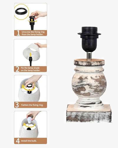 Image of Homesake Small Table Lamp with White Wooden Base, E27 Holder Bedside Night Lamp for Bedroom Living Room, Decorative Study Desk Lamp Office, Warm Ambient Lighting for Home Decor, Gift (Rose)